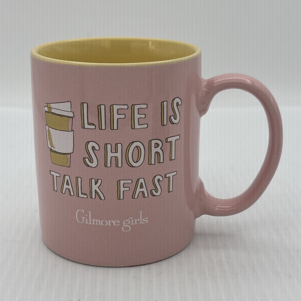 Zak Gilmore Girls Life is Short Talk Fast Coffee Mug Pink Yellow Ceramic 12209-7